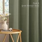NICETOWN Linen Curtains 84 inch Long, Grommet Thick Linen Blend Window Treatment Vintage & Rustic Style Privacy Added for Bedroom/Living Room, Lichen, W55 x L84, 2 Panels