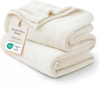 Bedsure GentleSoft Fleece Blankets Queen Size Cream - Mothers Birthday Gifts for Women Bed Blanket Soft Lightweight Plush Fuzzy Cozy Luxury Microfiber, 90x90 inches