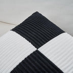 Fancy Homi Set of 2 Black White Euro Decorative Throw Pillow Covers 28x28 Inch for Bedroom Couch Bed, Farmhouse Boho Home Decor, Soft Cross Corduroy Patchwork Textured Square Cushion Case 71x71 cm