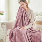 BEDELITE Fleece Blanket Twin Size – 3D Ribbed Jacquard Soft and Warm Decorative Fuzzy Blankets – Cozy, Fluffy, Plush Lightweight Throw Blankets for Couch, Bed, Sofa(Berry Purple, 60x80 inches)