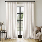MIULEE Pinch Pleated Thick Linen Curtains 108 Inches Length 2 Panels for Living Room Bedroom, Extra Long Pinch Pleat Drapes Back Tab Light Filtering Natural Foor to Ceiling Curtains with Hooks&Rings