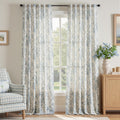 jinchan Vintage Floral Linen Curtains 90 Long for Living Room 2 Panels