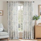 jinchan Vintage Floral Linen Curtains 90 Long for Living Room 2 Panels