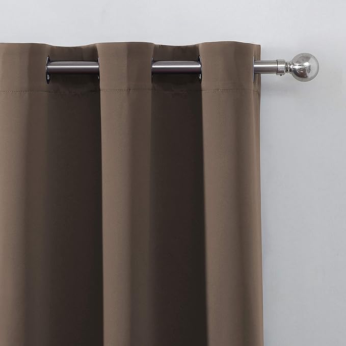 LEMOMO Blackout Curtains 52 x 45 inch/Chocolate Brown Curtains Set of 2 Panels/Thermal Insulated Room Darkening Bedroom Curtains
