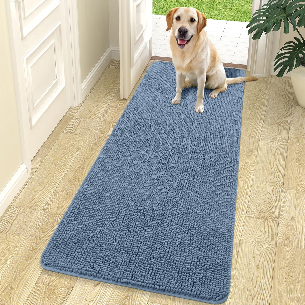 OLANLY Dog Door Mat for Muddy Paws 70x24, Super Absorbent Chenille Mud Mat