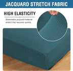 H.VERSAILTEX Super Stretch Couch Cushion Covers Sofa Cushion Slipcovers Jacquard Fabric Individual Seat Couch Slipcover Sets for Pets with Elastic Bottom(3 Packs Cushion Sofa Covers, Deep Teal)