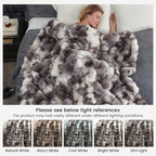 Cozy Bliss Faux Fur Throw Blanket for Couch, Fuzzy Soft Plush Thick Bubble Blanket for Sofa Bedroom Living Room, 50 * 60 Inches Tie-dye Taupe (Pack of 2)