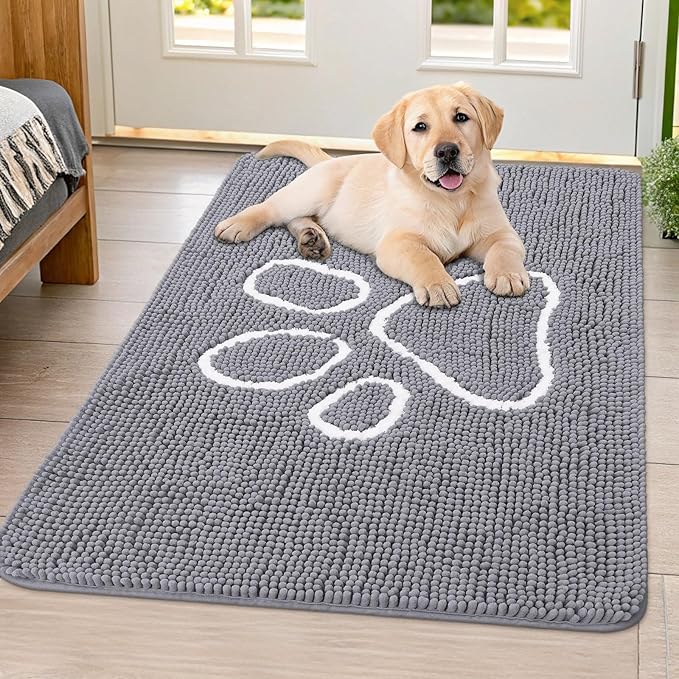 Smiry Dog Door Mat for Muddy Paws, Absorbent Non Slip Dirt Trapper, 40x32