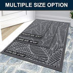 Colorxy Waterproof Doormat, Sturdy Natural Rubber Front Indoor Mat, Non Slip Low Profile Indoor Outdoor Door Mats, Stain and Fade Resistant Floor Mat, Easy Clean Patio Entrance Mat, 59''x20'', Grey