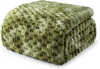 Exclusivo Mezcla Fleece Queen Blanket for Bed, Extra Large Fuzzy Tie-dye Olive Green Bed Blankets, Soft Cozy Plush Sofa Throws for All Seasons, 90x90 Inches