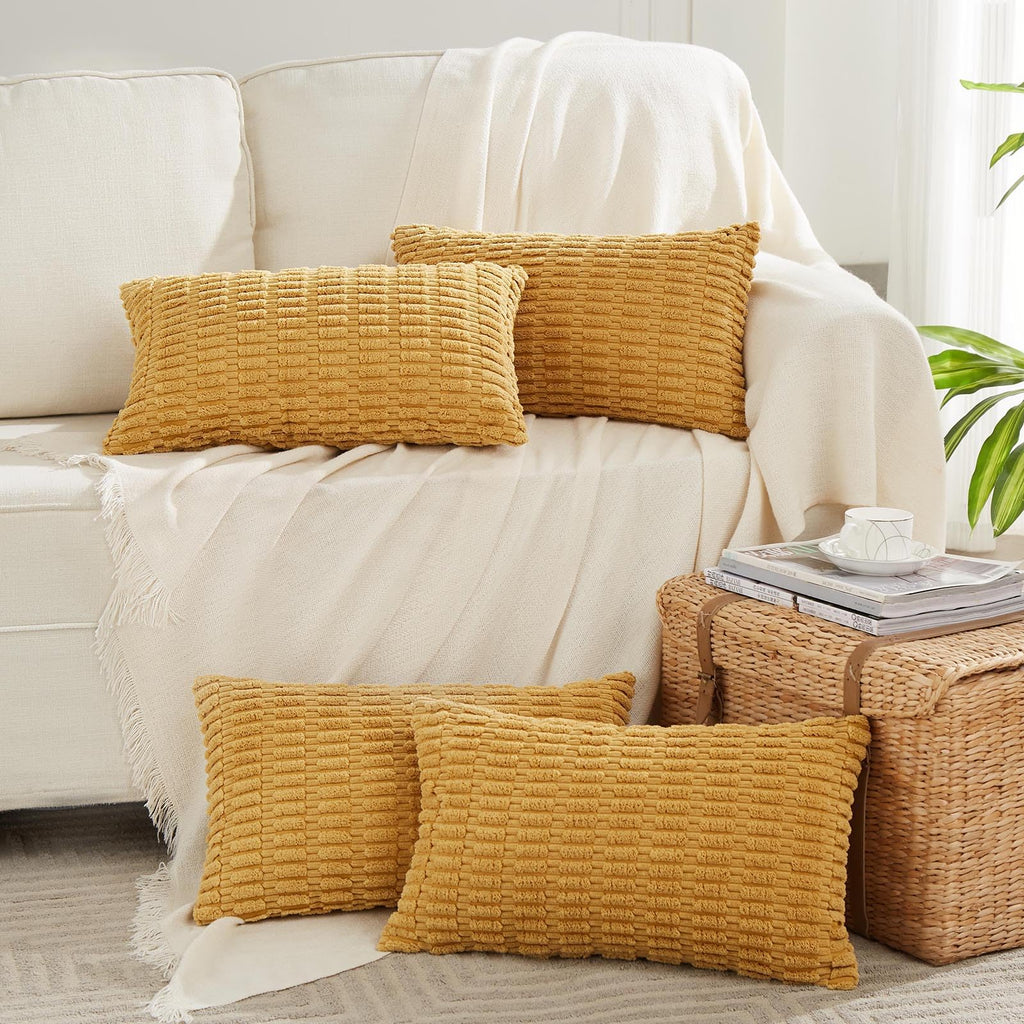 Fancy Homi 4 Packs Decorative Throw Pillow Covers for Living Room Couch Bed, Modern Farmhouse Boho Home Décor Accent Cushion Case, 20" x 12", Neutral