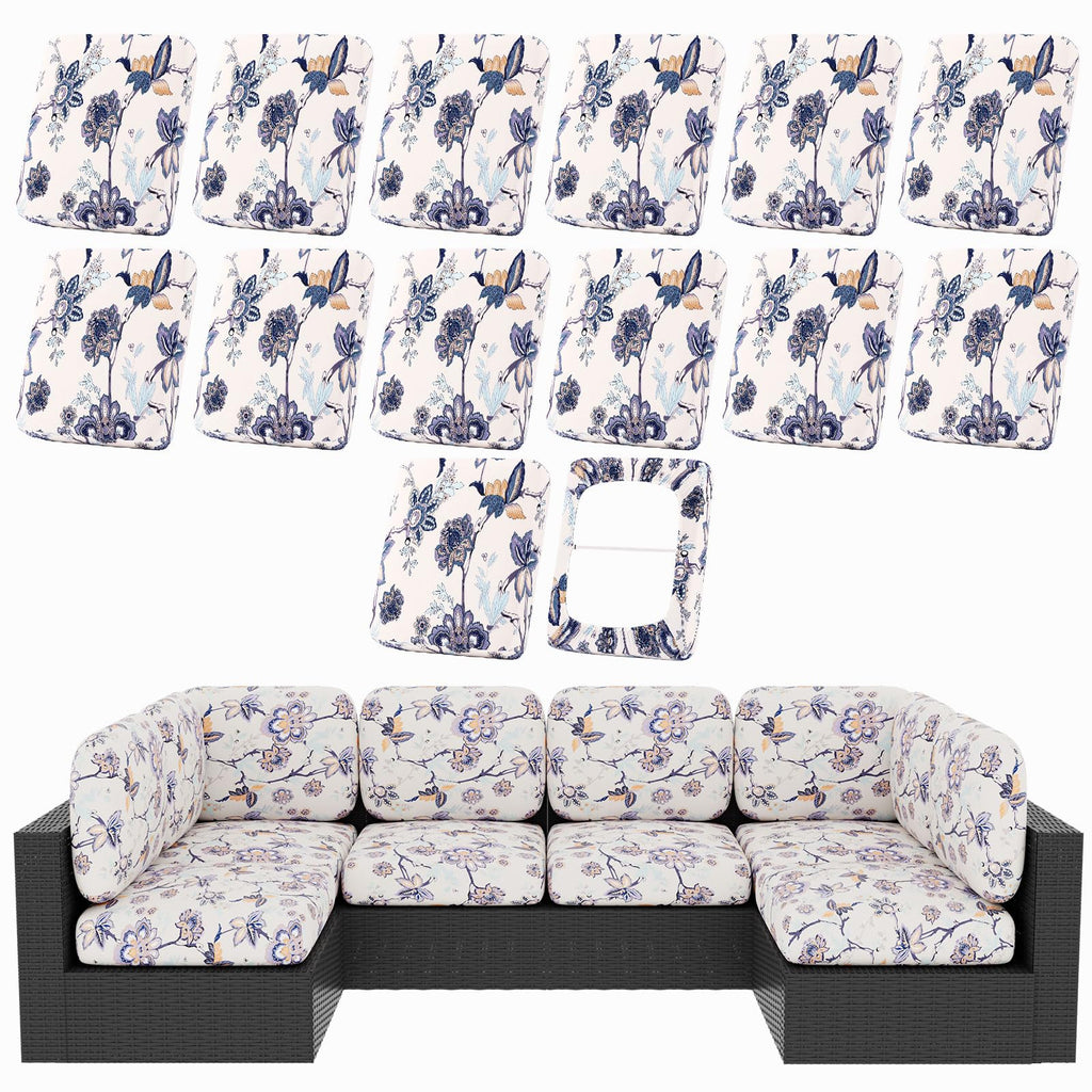 hyha 12Pcs Patio Cushion Covers, Stretch Outdoor Couch Cushion Covers