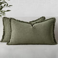 MIULEE Boho Linen Decorative Lumbar Throw Pillow Covers Olive Green 12x20