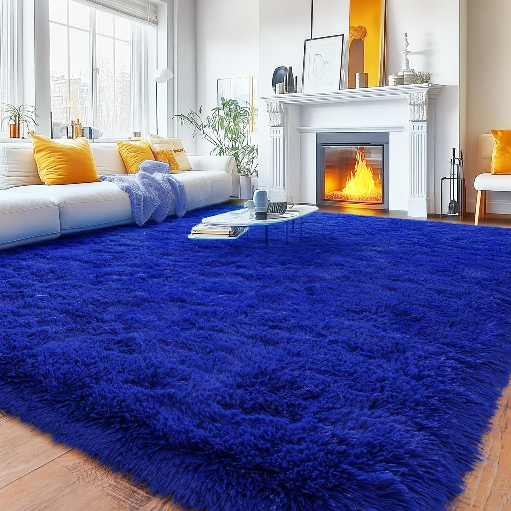 Quntue Rugs for Living Room 6x9, Soft Shaggy Modern Shag Area Rug for Bedroom, Upgrade Non-Slip Plush Fluffy Carpet for Kids Boys Girls Room Home Decor Aesthetic, Royal Blue