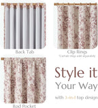 jinchan Blackout Floral Curtains for Living Room Bedroom Linen Blend Curtain Farmhouse Brick Red Printed with Lined Back Tab Rod Pocket Drapes Window Treatments 2 Panels 63 Inch