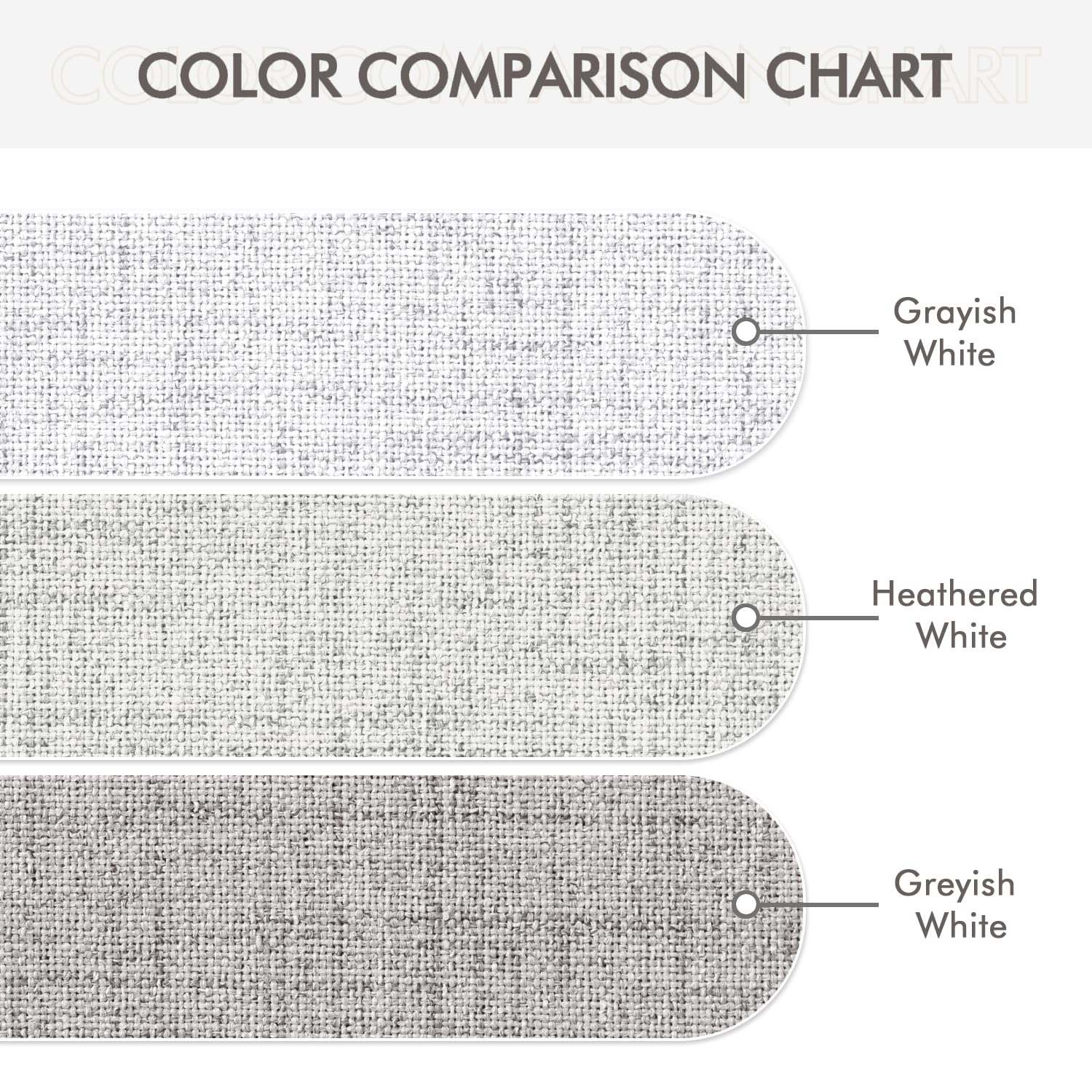 MIULEE 100% Blackout Linen Curtains for Bedroom 52x54 Inch Heathered White