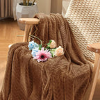 inhand Dark Brown Fleece Queen Blanket for Bed, Super Soft Flannel Cozy Blankets for Adults, Lightweight Leaves Pattern Fuzzy Blanket for Office,Warm Plush Blankets for All Season, 90x90 Inches