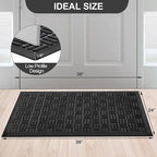 Mibao Front Door Mat, Heavy Duty Durable Welcome Mat for Outdoor Indoor, Dirt Trapper Waterproof Super Absorbent Door Mat for Entryway Outside Patio Porch, 35.5" x 24", Black