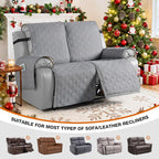 VANSOFY Waterproof Recliner Couch Covers, Sofa Covers 1-Piece Washable Reclining Sofa Cover Non-Slip Furniture Protector with Elastic Straps Pocket for Dogs, Pets(Light Gray,2 Seater)