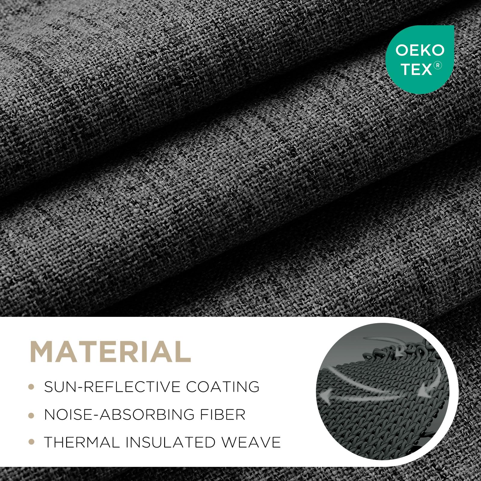 Joydeco Linen Blackout Curtains for Bedroom - 100% Light Blocking 1 Panels, Black Drapes 100" W x 84" L, Thermal Insulated Room Darkening Curtains for Living Room, Rod Pocket & Back Tabs