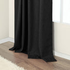 Black Curtains 84 Inches Long for Bedroom 2 Panel Set Linen Textured Total Blackout Thermal Insulated Darkening Dark Curtains Black Out Shades for Living Room Floor Length Window Drape Back Tab Pocket