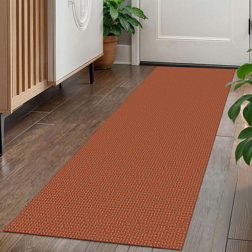 KOZYFLY Runners for Hallways 2x5 ft Washable Kitchen Runner Non Slip Rubber Backed Hall Runners Cotton Entryway Runner Rugs Floor Carpet for Indoor Backdoor Bedroom Kitchen, Orange/Tan