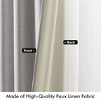 MIULEE 100% Blackout Linen Curtains 42 x 63 Inch Greyish White 2 Panels
