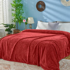 inhand Ruby Red Fleece Throw Blanket for Couch, Super Soft Flannel Blanket, Lightweight Fuzzy Blankets Sofa Bed Office, Washable Cozy Plush Fleece Blankets&Throw for All Season(50x60 Inches)