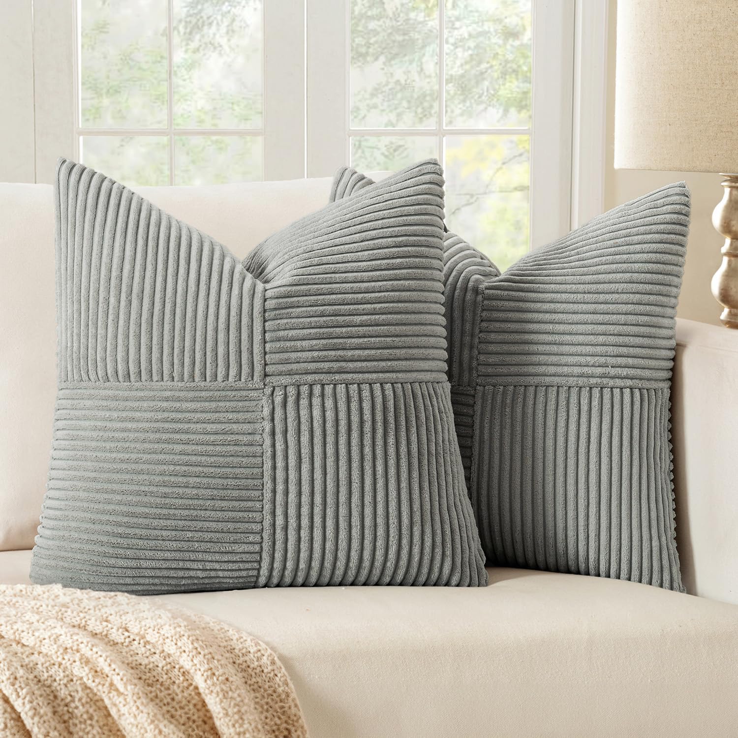 MIULEE Silver Grey Decorative Throw Pillow Covers for Couch 20x20 Inch