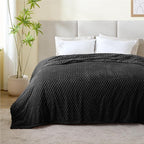 BEDELITE Fleece Blanket - 3D Jacquard Decorative Black Queen Size Blankets for Bed, Soft and Cozy Warm Plush Fluffy Blanket All Seasons Suitable, 90x90Inches