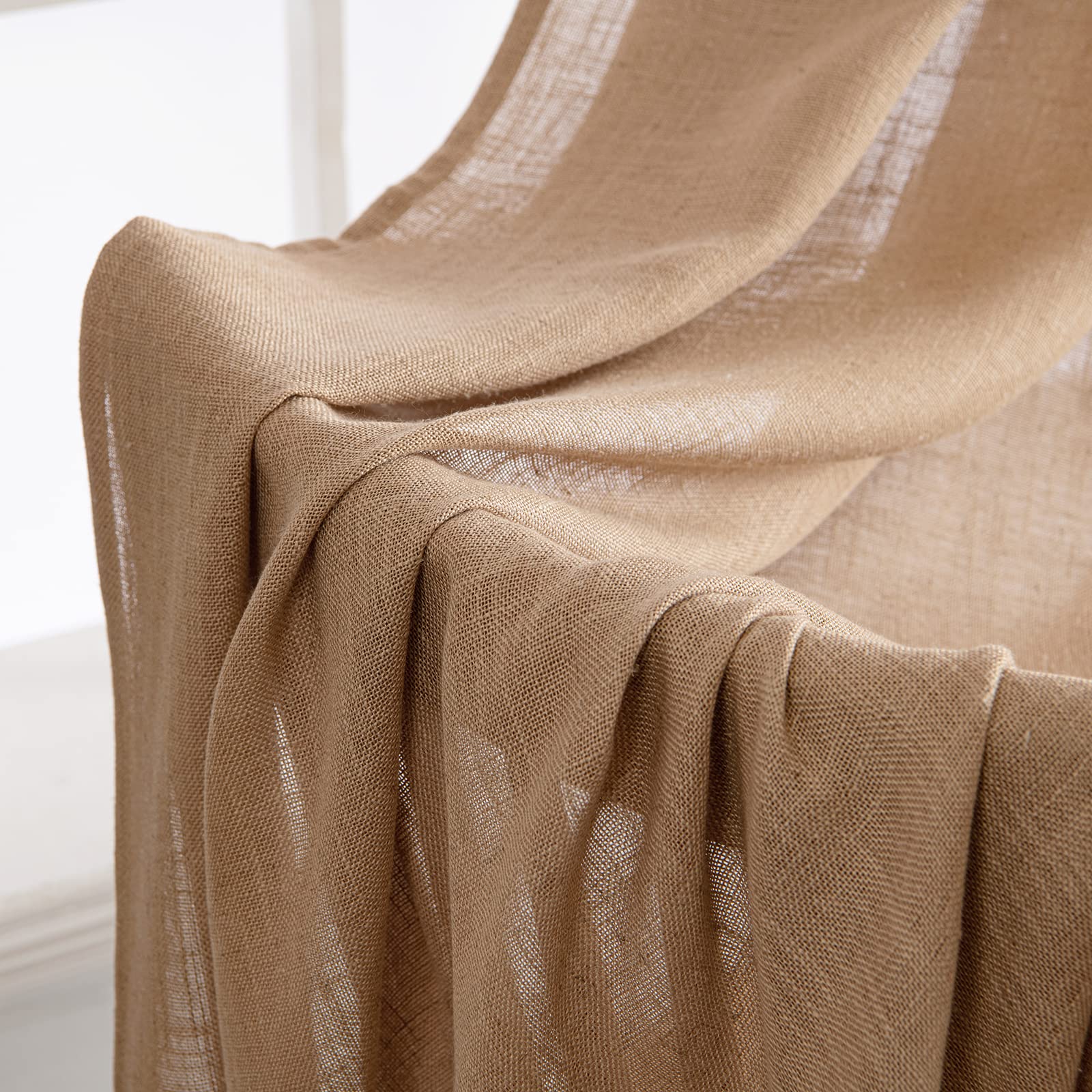 MIULEE Brown Linen Curtains 37x72 Inch Length 2 Panels