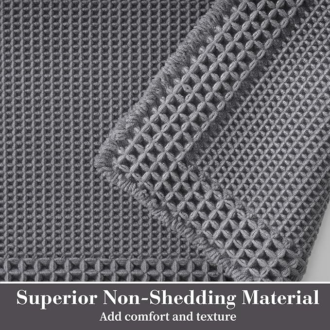 RESARE Waffle Bath Mat 18"x30" Dark Grey24
