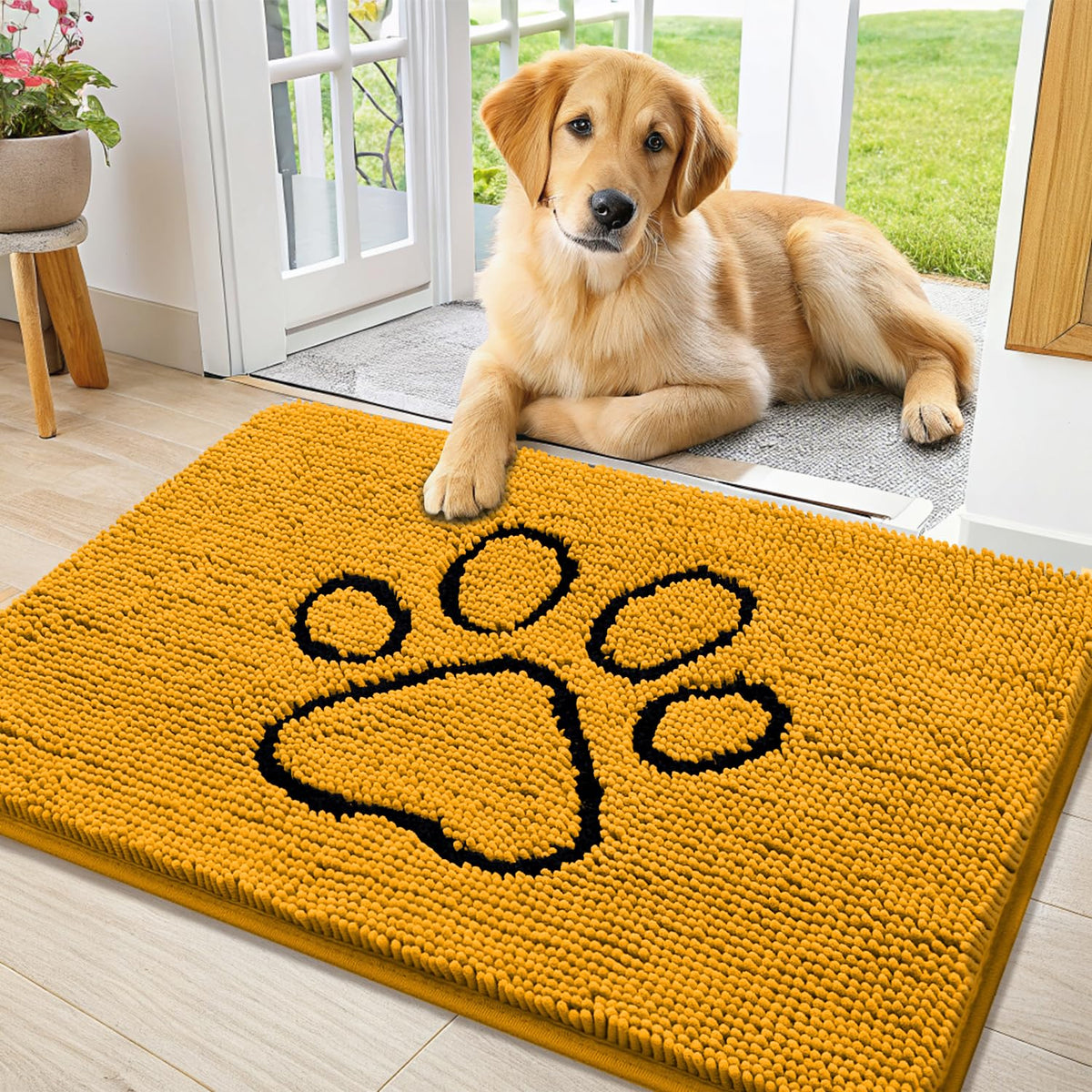 Smiry Dog Door Mat for Muddy Paws, Absorbent Non Slip Dirt Trapper, 36x24