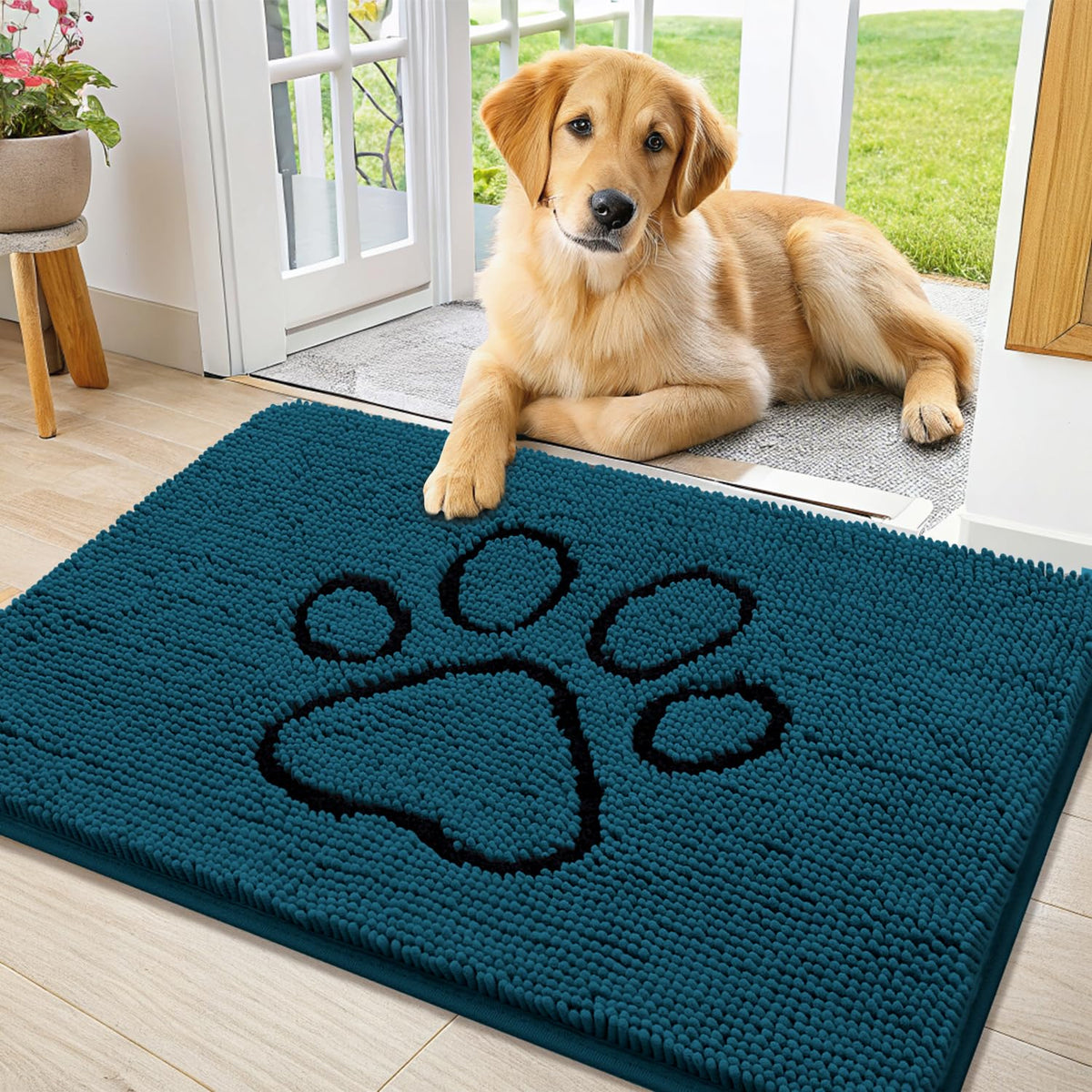 Smiry Dog Door Mat for Muddy Paws, Absorbent Non Slip Dirt Trapper, 36x24
