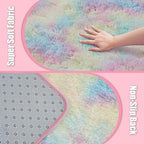 Shag Area Rug for Bedroom 3x5,Fluffy Area Rugs for Living Room,Soft Fuzzy Rug Non-Shedding Indoor Plush Carpet for Kids Bedroom Nursery Dorm Home Decor,Rainbow Purple