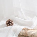 BGment White Semi Sheer Linen Curtains 63 Inch Length for Bedroom 2 Panels Set - Textured Light Filtering Drapes with Rod Pocket Lightweight Window Treatments for Living Room, 52 X 63 Inch