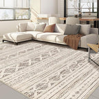 Nakagishi 5x8 Area Rug Living Room: Washable Boho Large Neutral Soft Farmhouse Rugs Stain Resistant Modern Indoor Floor Non-Slip Carpet for Bedroom Nursery Kids Office Dining Room Dorm - Dark Brown