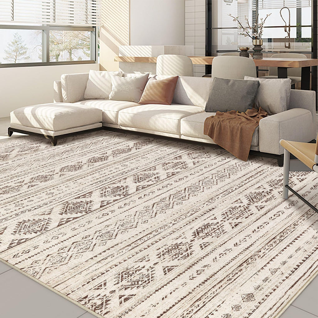 Nakagishi Boho 10x12 Area Rug Living Room Rugs Machine Washable Dark Brown