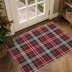 Christmas Front Door Mat Indoor Entrance - 2x3 Ft Non-Slip Doormat Outdoor Rug Small Red Holiday Tartan Plaid Entry Rug for Layered Door Mats Front Porch Entryway Kitchen New Year Decor