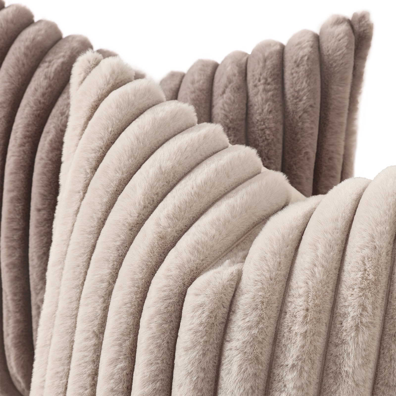 decorUhome Fall Faux Fur Throw Pillow Covers 18x18 Set of 2 Light Coffee