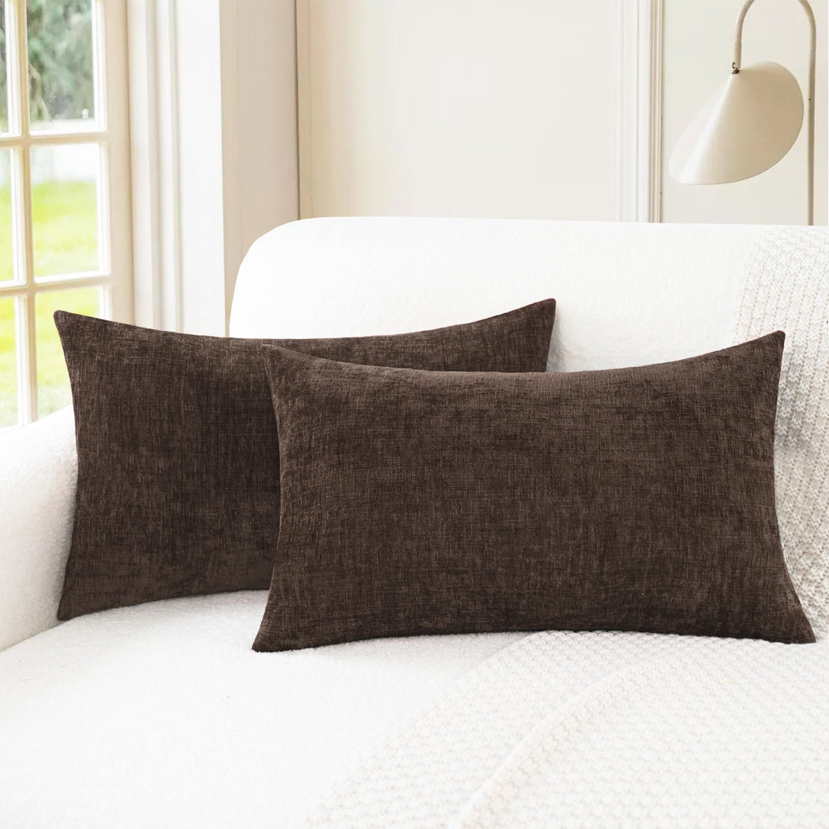 CaliTime Decorative Couch Throw Pillow Covers 20 X 12 Inches Navy Blue