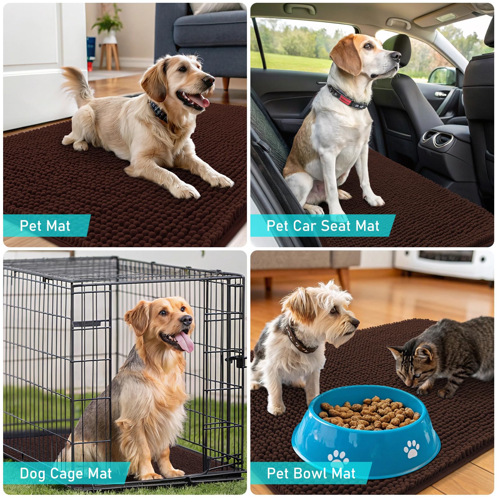 OLANLY Dog Door Mat for Muddy Paws 47x17, Super Absorbent Chenille Mud Mat