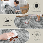 10x14 Area Rugs Washable Rug: Modern Abstract Living Room Rug Soft Anti-Skid Thin Carpet Indoor Floor Non-Shedding Carpets for Bedroom Dining Room Farmhouse Nursery Home Office Black