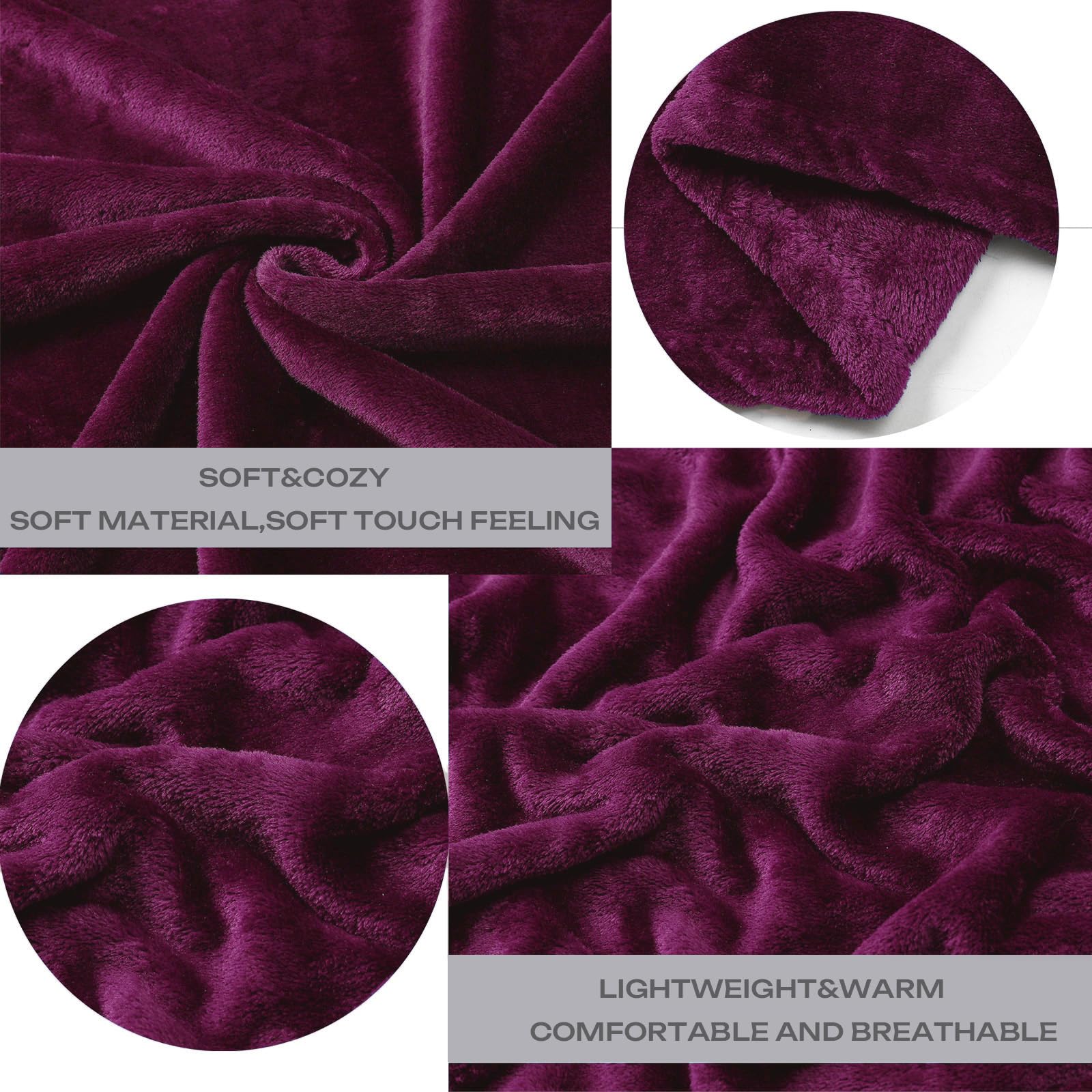 Purple Fleece Plush Throw Blanket 60"x80"for Couch Sofa Fuzzy Cozy Flannel