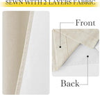 NICETOWN Natural Thick Linen Full Blackout Curtains for Living Room and Bedroom, W52 x L96, 2 Panels Bronze Grommet 2 Layers Window Treatment with White Liner Privacy Protection Sound Blocking