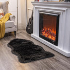 EasyJoy Ultra Soft Fluffy Shaggy Area Rug Faux Fur Rug Chair Cover Seat Pad Fuzzy Area Rug for Bedroom Floor Sofa Living Room (2 x 4 ft Sheepskin, Black)