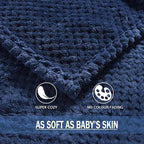Exclusivo Mezcla Fleece Bed Blanket Twin Size, Super Soft and Warm Blankets for Couch, Sofa and Bed Waffle Textured, Cozy, Fuzzy and Lightweight (Navy Blue, 60x80 inches)