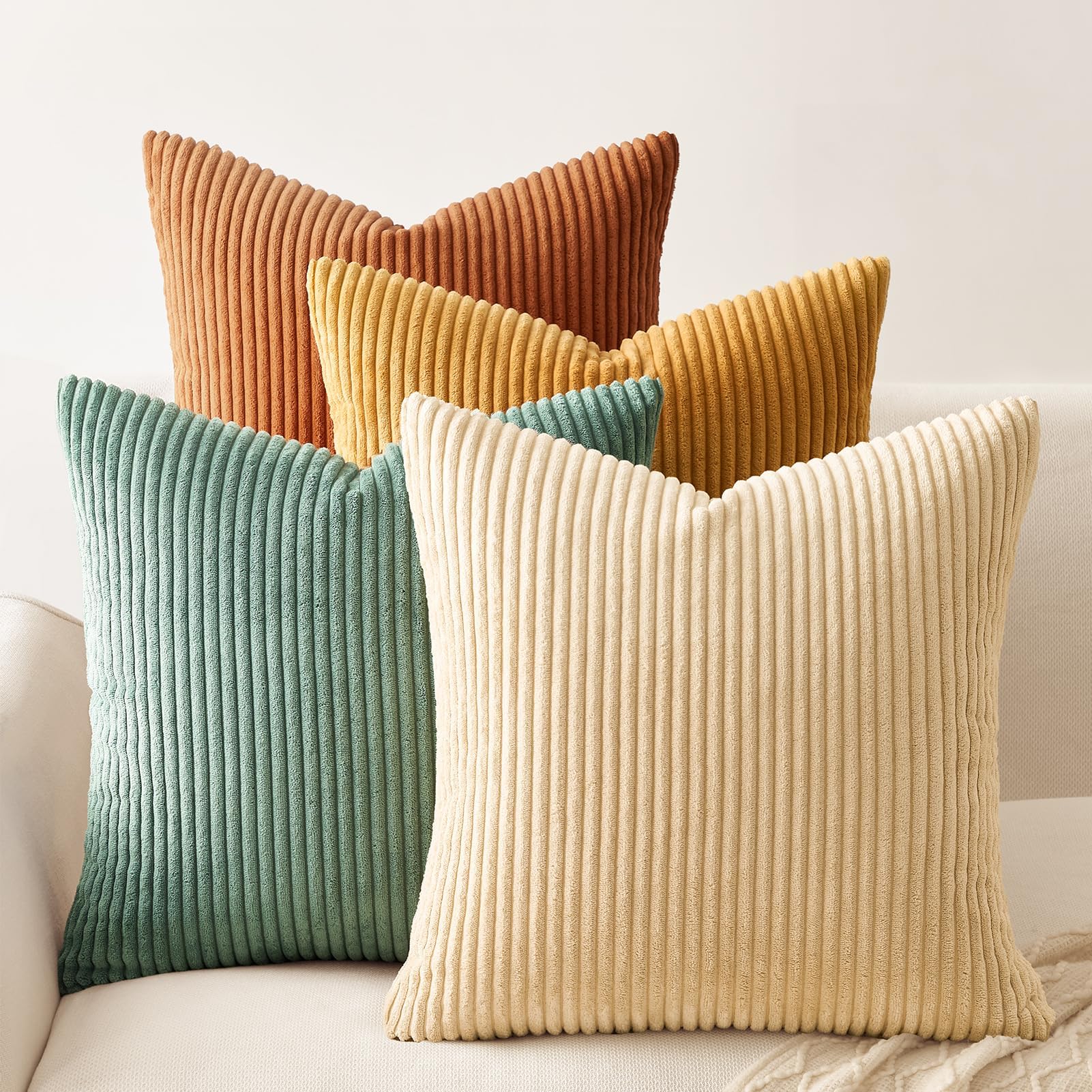 Topfinel Decorative Throw Pillow Covers Cushion Cases, Set of 4 Soft Velvet Modern Double-Sided Designs, Mix and Match for Home Decor, Pillow Inserts Not Included (22x22 inch, Orange/Teal)