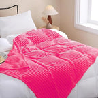 Hot Pink Fleece Throw Blanket 60”×80” for Couch Sofa Bed,Super Soft Cozy Plush Microfiber Flannel Blanket with Stripes Design Lightweight for Adults,Woman,Girls