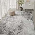3 x 5 Rug Small Non Slip Area Rug Ultra Soft Machine Washable Low Pile Modern Abstract Dahlia Indoor Carpet Rugs for Bedroom Living Room Entryway Kitchen Bedside, Grey